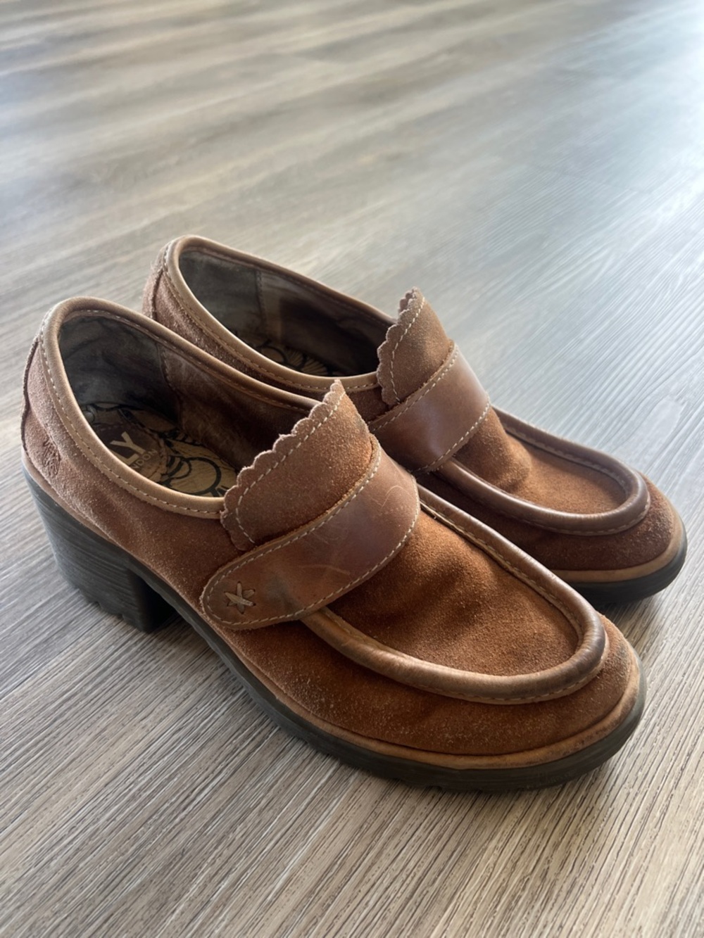 FLY London Suede Leather Chunky Penny Loafers